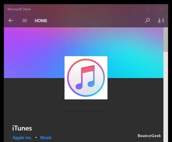 Install iTunes App from Microsoft Store