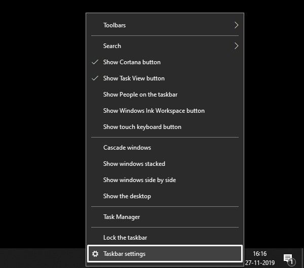 Windows 10 Taskbar Not Hiding in Fullscreen - Taskbar Settings