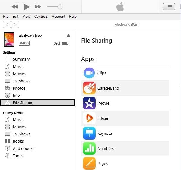 iPad File Sharing - iTunes