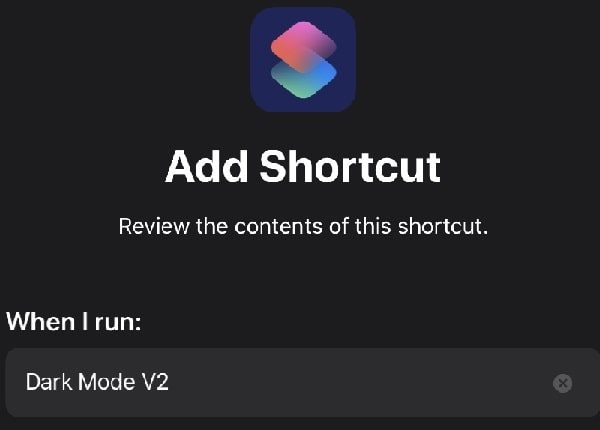 Add Dark Mode V2 Shortcut