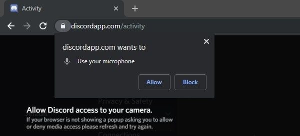 Allow Discord Web to Access your Camera