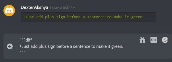 Green Color Text in Discord