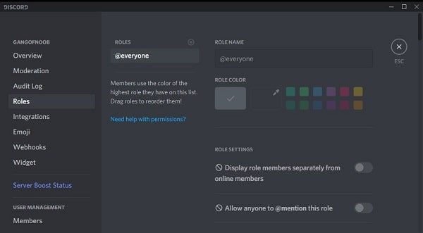 Manage Roles in Discord
