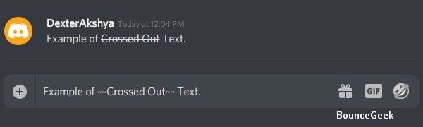 Strikethrough Crossed Text in Discord