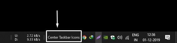 Toolbar Added to Taskbar - Align Taskbar Icon in Center