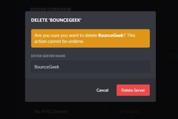 Delete Discord Server Confirmation