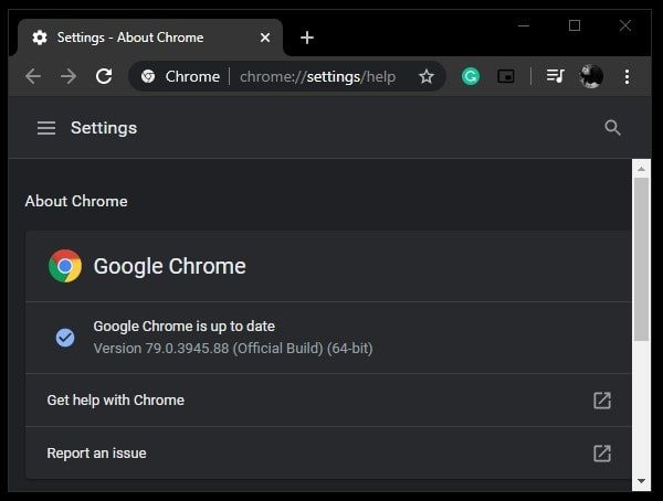 Google Chrome is up to date