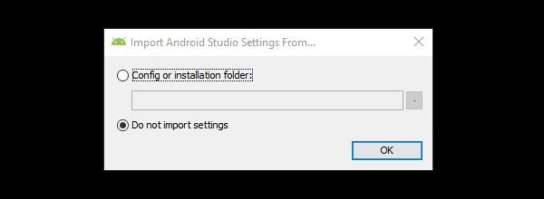 Do Not Import Settings - Android Studio