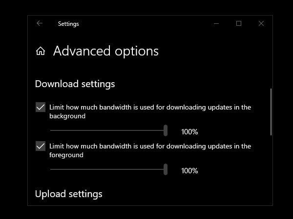 Download Settings - Select Bandwidth