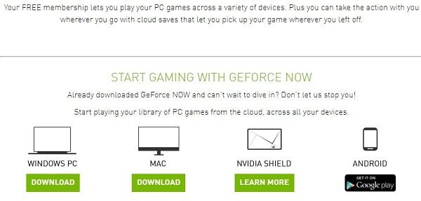 Select Device and Download GeForce Now