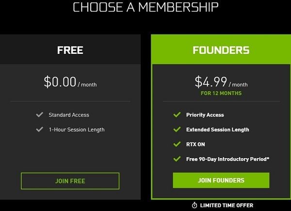 Select Free Membership Plan - use Nvidia Geforce Now in India