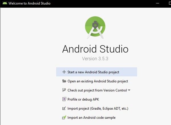 Start a new Android Studio Project - Default