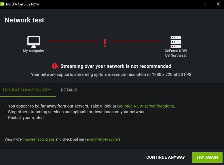 Streaming over your Network is not recommended