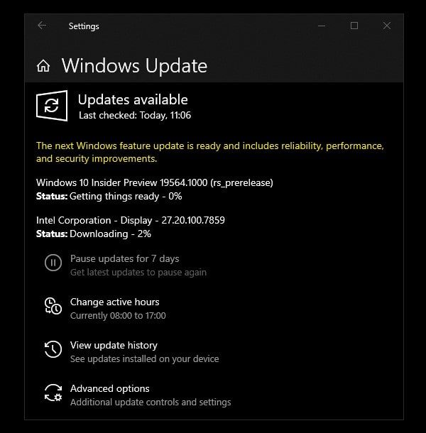 Windows 10 Insider Preview Update