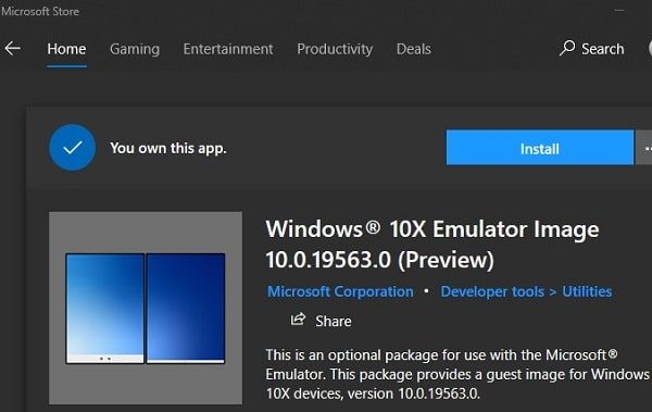 Windows 10X Emulator Image