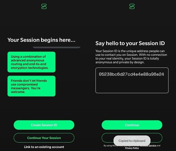 Create Session ID - Copy Session ID
