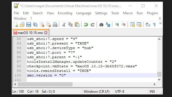Edit VMware Configuration file