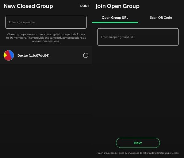 Open and Closed Group - Session App