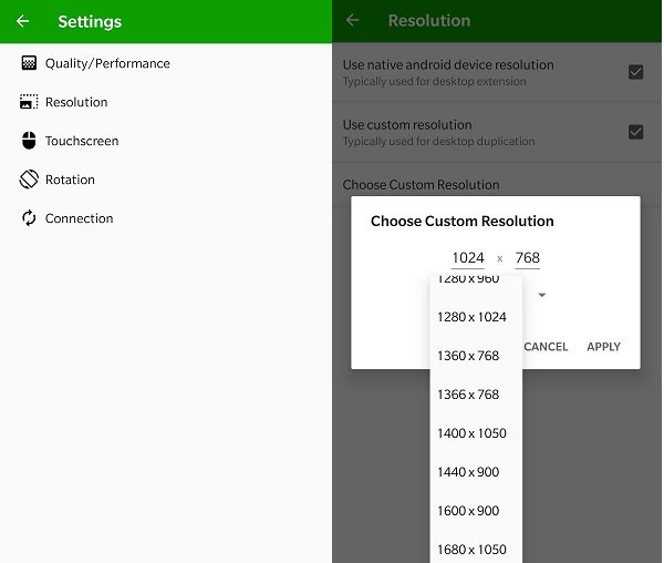 Android Second Monitor Resolution