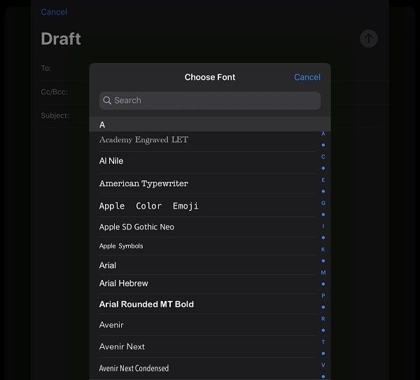 Choose Custom Font in iPad, iPhone