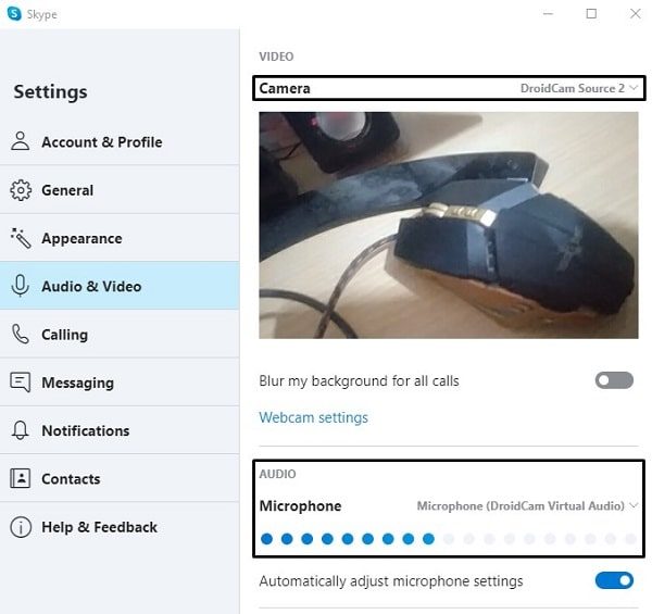 Skype - use Android Phone as a Webcam