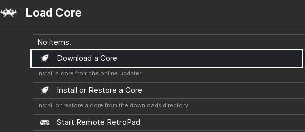 RetroArch - Download a Core