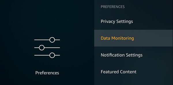 Data Monitoring - FireStick Settings