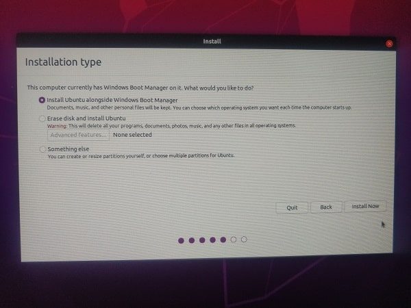 Install Ubuntu alongside Windows Boot Manager
