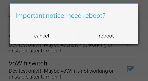 Reboot OnePlus Device to Enable VoWiFi