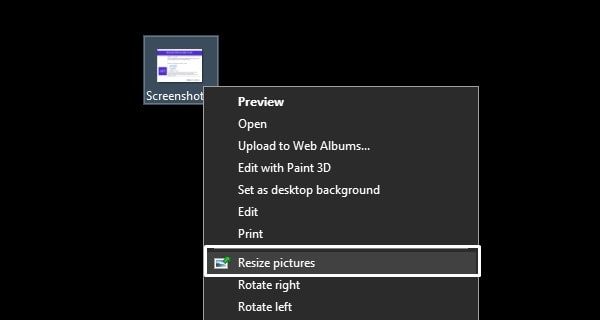 Resize pictures option in File Explore Context Menu