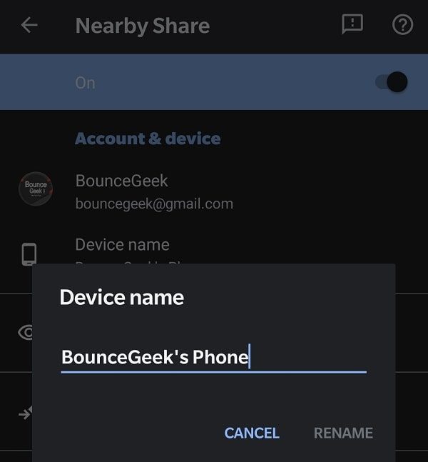 Change Device Name for Sharing