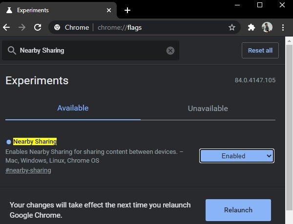 Enable Nearby Sharing in Chrome