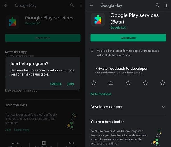 Google Play Services Beta Tester