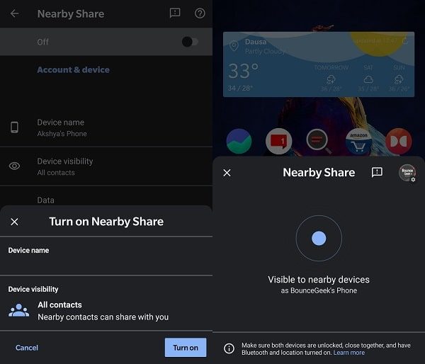 Turn on Nearby Share on Android
