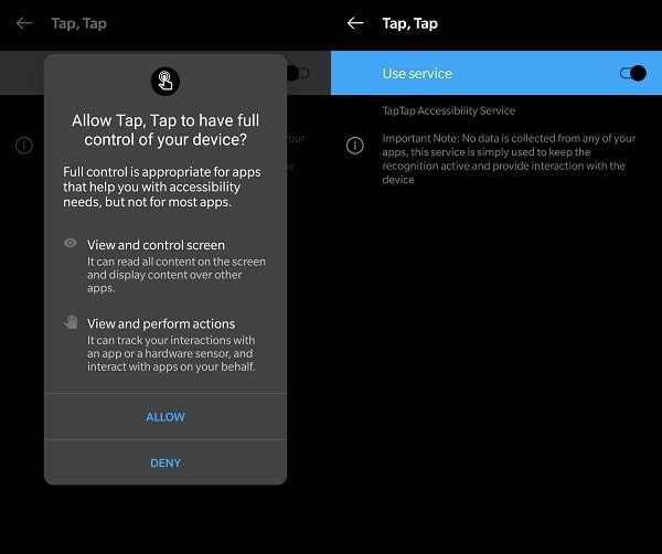Allow Tap Tap App Accessibility Permission