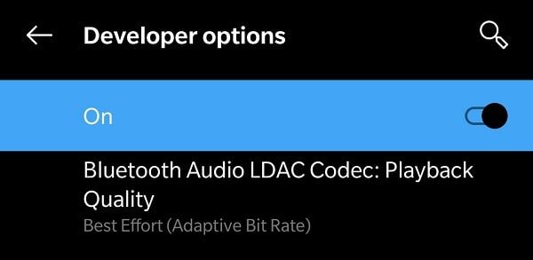 Bluetooth Audio LDAC Codec Playback Quality