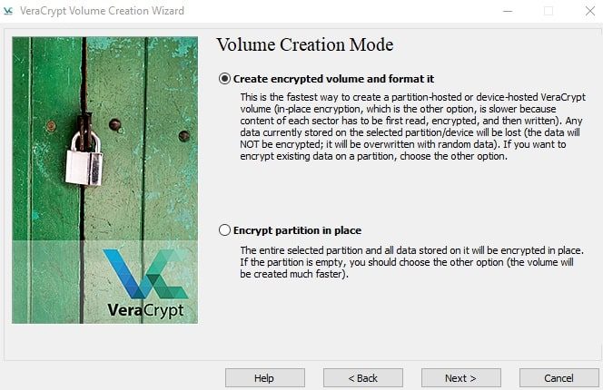 Create encrypted volume and format it