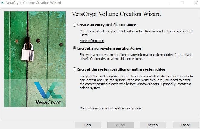 Encrypt a non-system partition drive