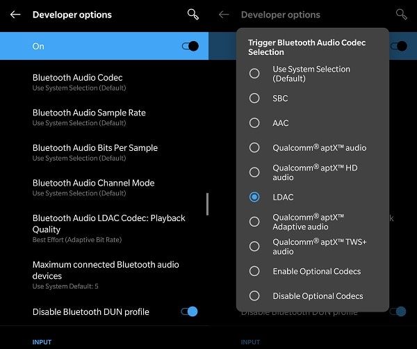 Activate LDAC on Android - Bluetooth Audio Codec Selection