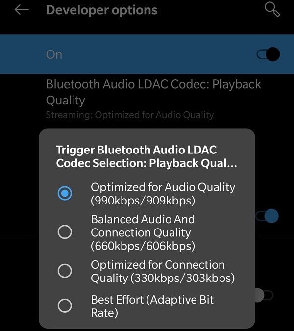 Activate LDAC on Android 990kbps playback quality