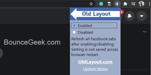 Enable Facebook Old Layout