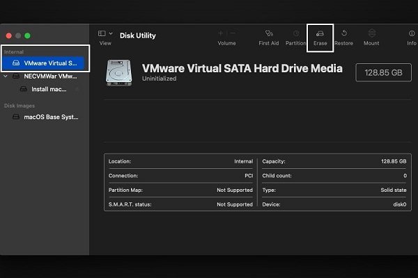 Erase VMware Virtual SATA Hard Drive Media