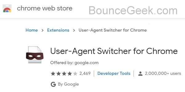 User-Agent Switcher for Chrome Extension