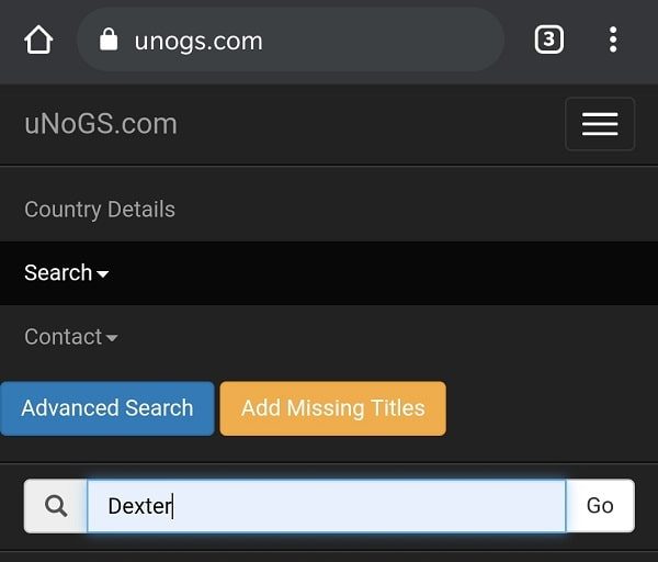 unogs quick search