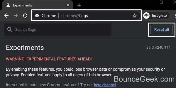 This Site Can’t Be Reached - Reset Chrome Flags