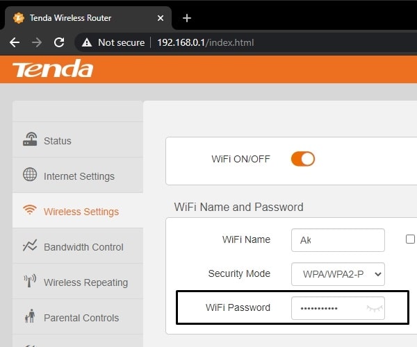 Router Wireless Settings - View WiFi Password