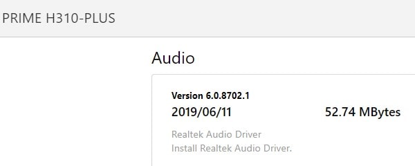 Audio drivers for Asus motherboard