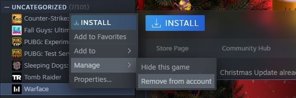 Remove Game from Account