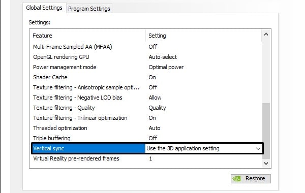 Use the 3D application setting - VSync not working in Valorant