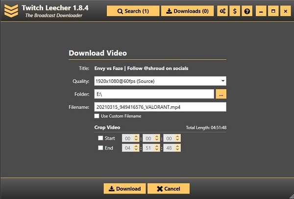Download Video - Select video quality and folder